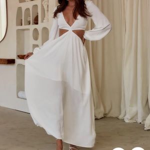 12th Tribe Reina White Cut Out Maxi Dress